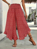 Women's Smocked Waist Wide Leg Trousers