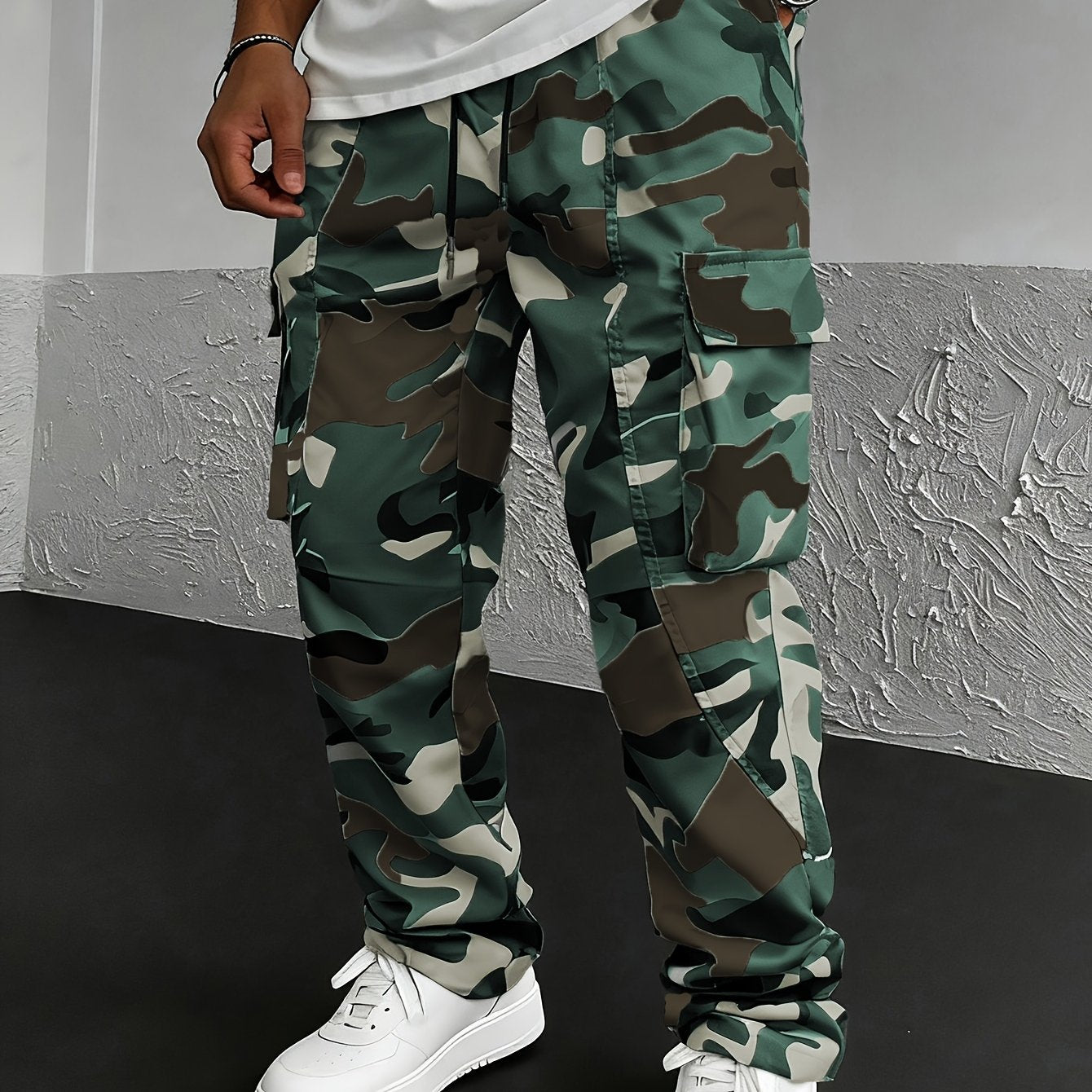 Herren-Cargo-Joggerhosen im Camouflage-Muster