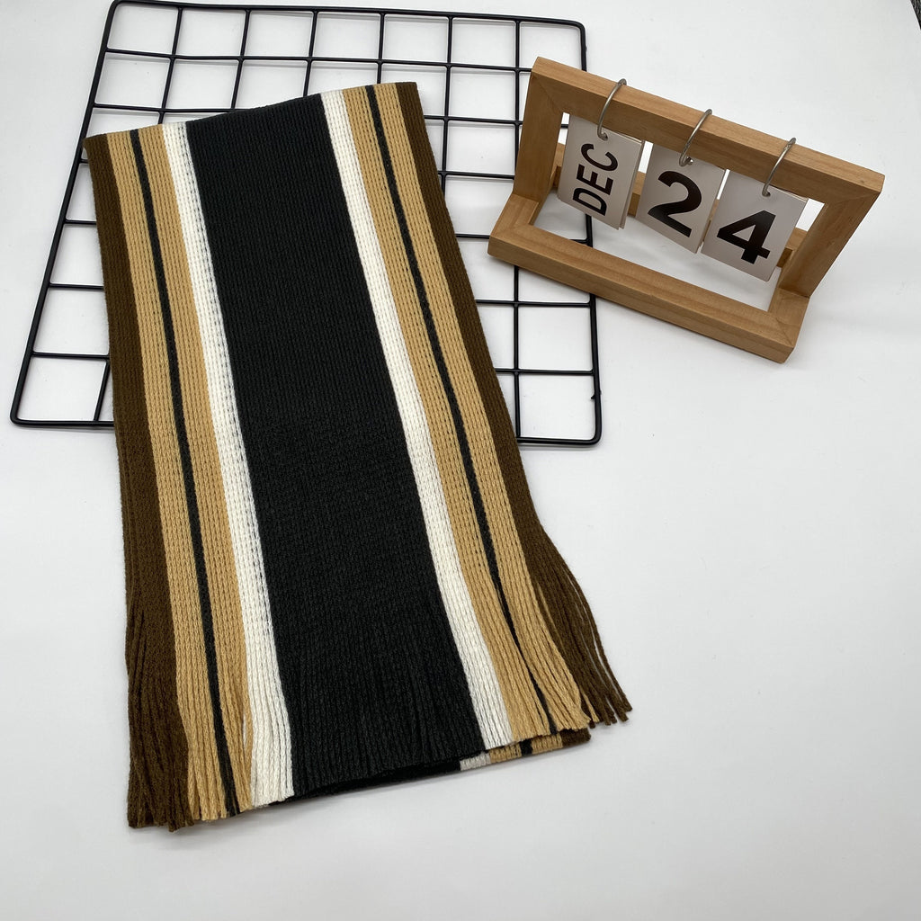 Men’s Striped Fringed Winter Scarf