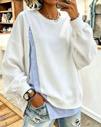 Oversized sweatshirt til kvinder med kontrastpaneler og rund hals