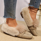 Mules chaussons pour femme bordés de fausse fourrure