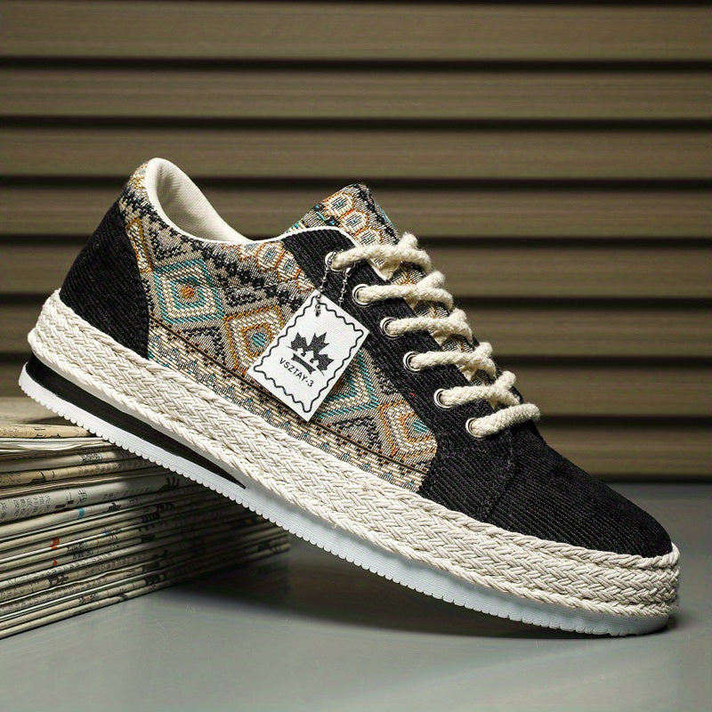 Men's Patterned Lace-Up Casual Sneakers
