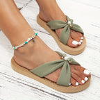 Naisten rusetilliset mukavat slip-on-sandaalit