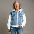 Women's Denim Jacket with Contrasting Sleeves
