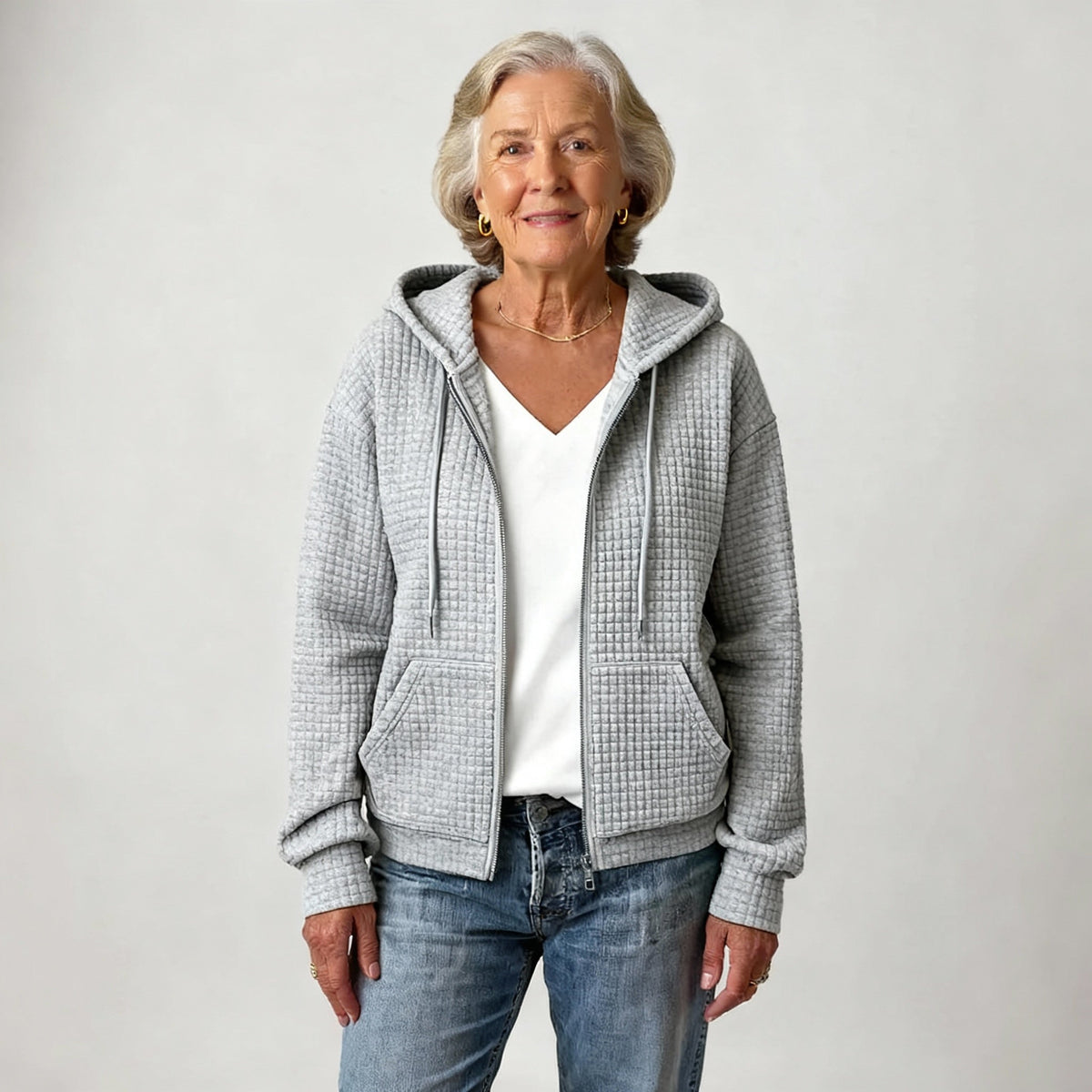 Women's Textured Hooded Zip-Up Jacket
