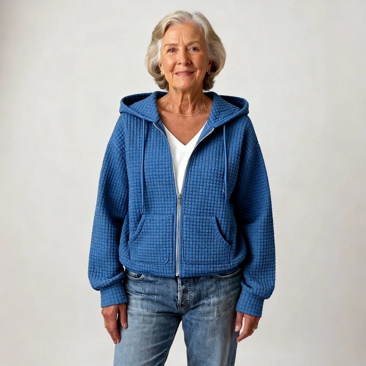 Women's Textured Hooded Zip-Up Jacket