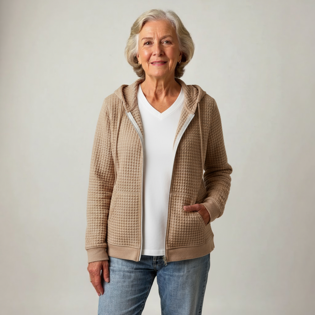 Women's Textured Hooded Zip-Up Jacket