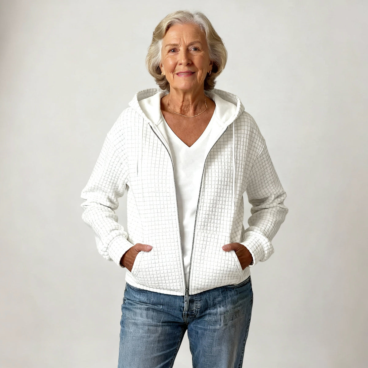 Women's Textured Hooded Zip-Up Jacket