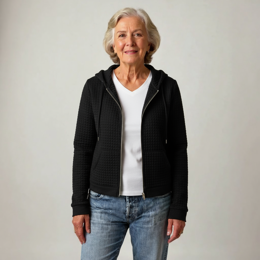 Women's Textured Hooded Zip-Up Jacket