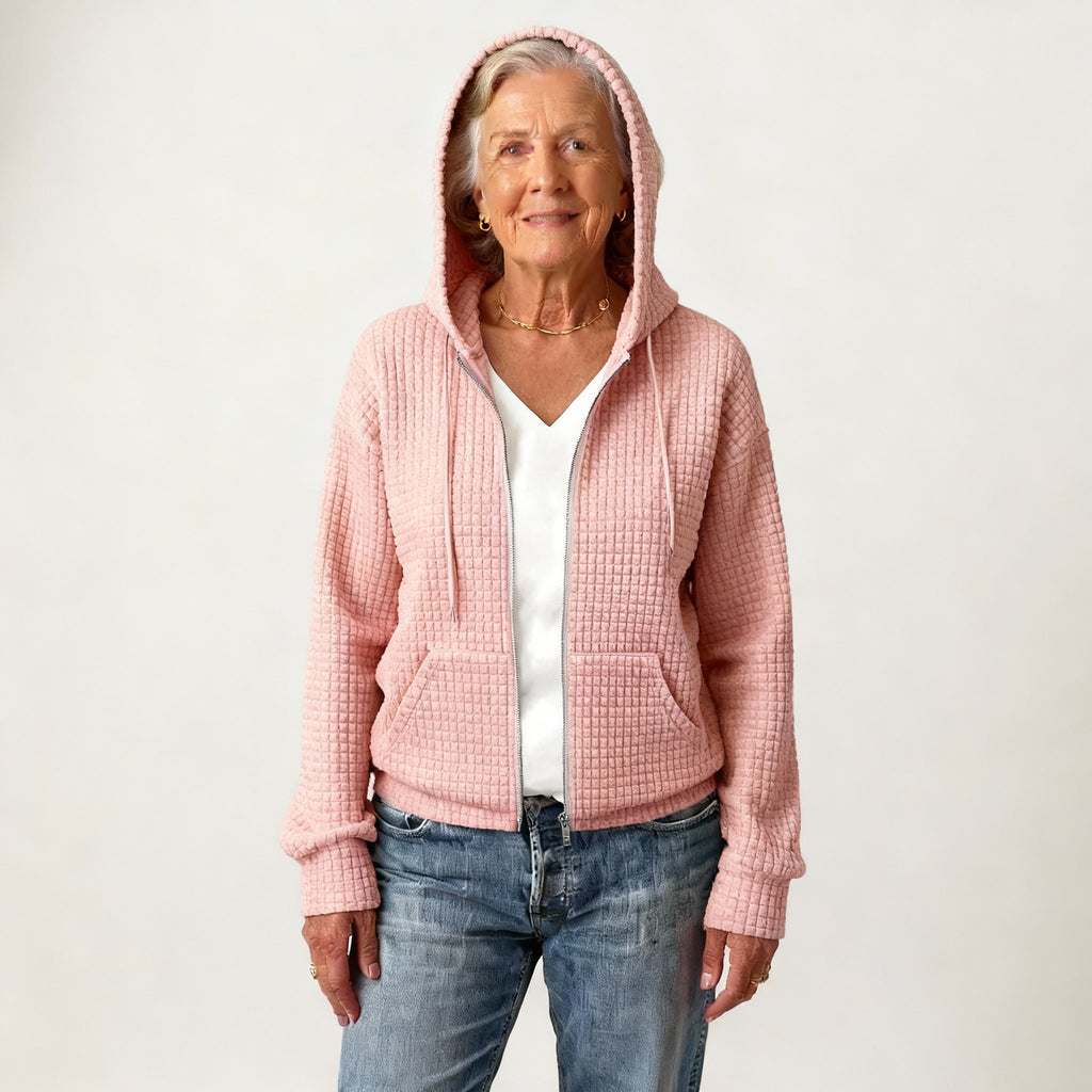 Women's Textured Hooded Zip-Up Jacket