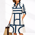 Women's Geometric Print Shirt Dress with Button Front