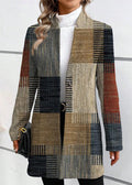 Damen-Langmantel mit Karomuster und Patchwork-Design