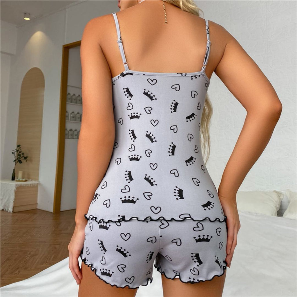 Women's Polka Dot Satin Pyjama Set with Lace Trim for Comfortable Nights