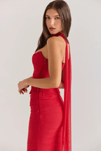 Damen trägerloses Maxikleid mit Korsettoberteil und geraffter Meerjungfrauen-Silhouette