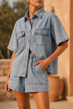 Ensemble décontracté pour femme avec chemise en jean et short