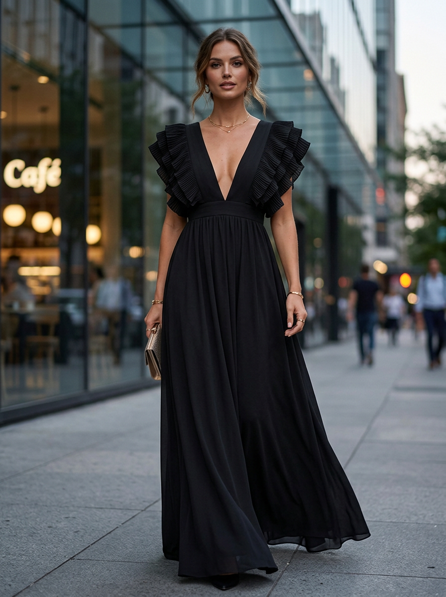 Women’s Ruffle Sleeve Maxi Dress