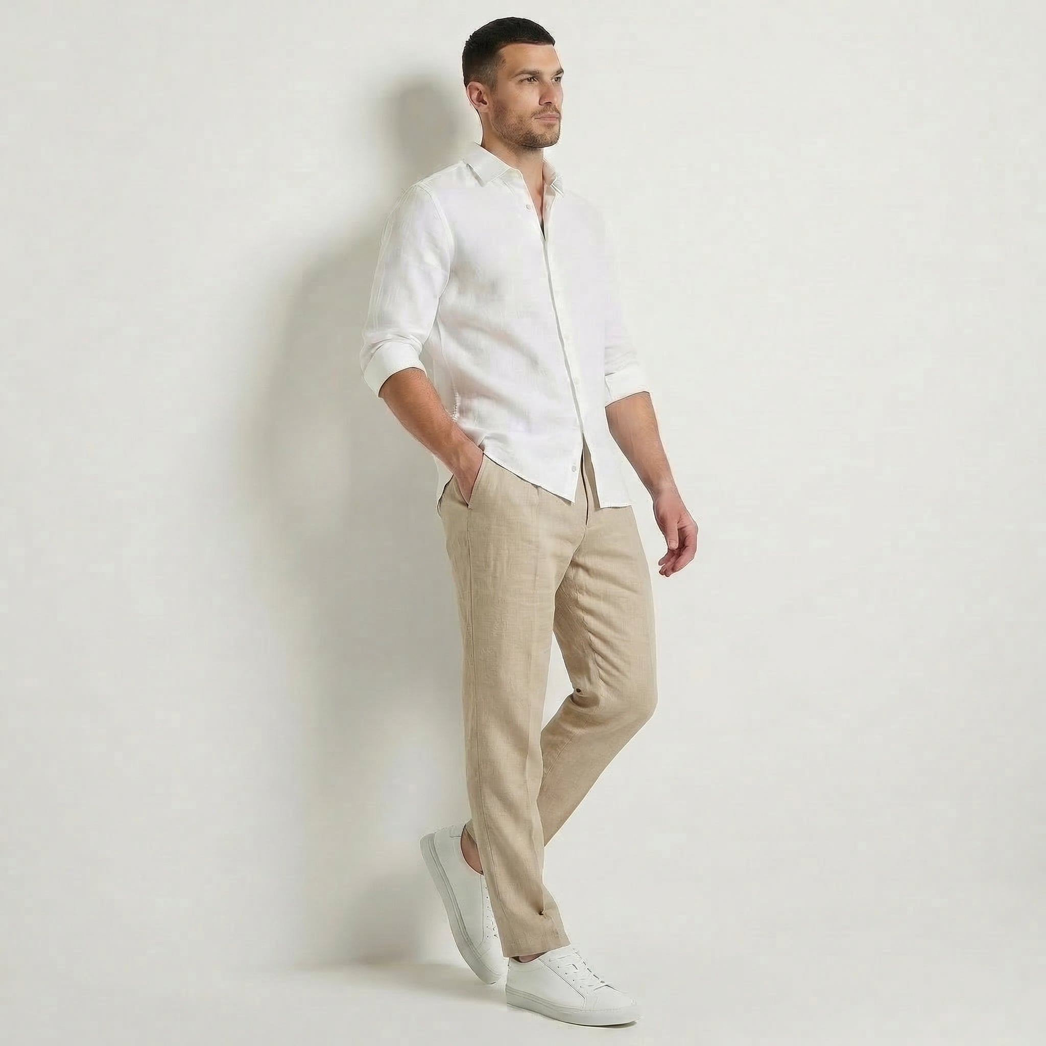 Men’s Lightweight Linen Straight Leg Trousers