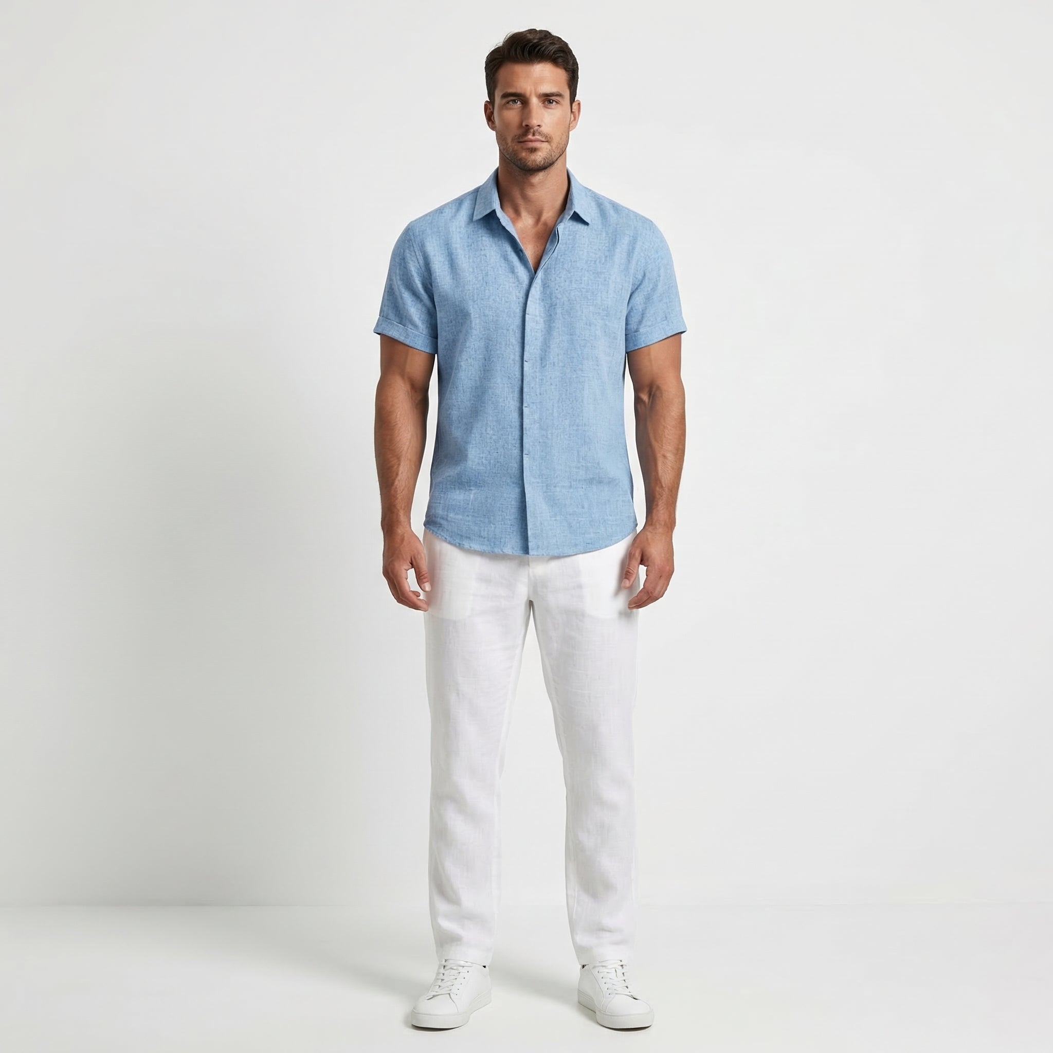 Men’s Casual Short Sleeve Linen Shirt