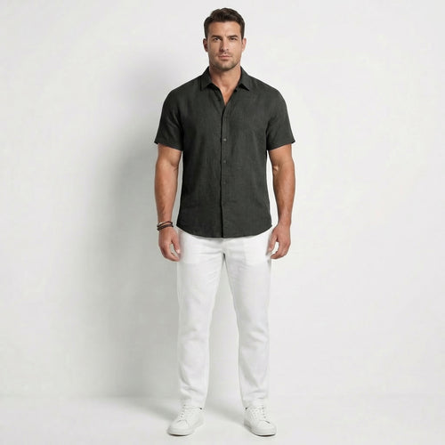Men’s Casual Short Sleeve Linen Shirt