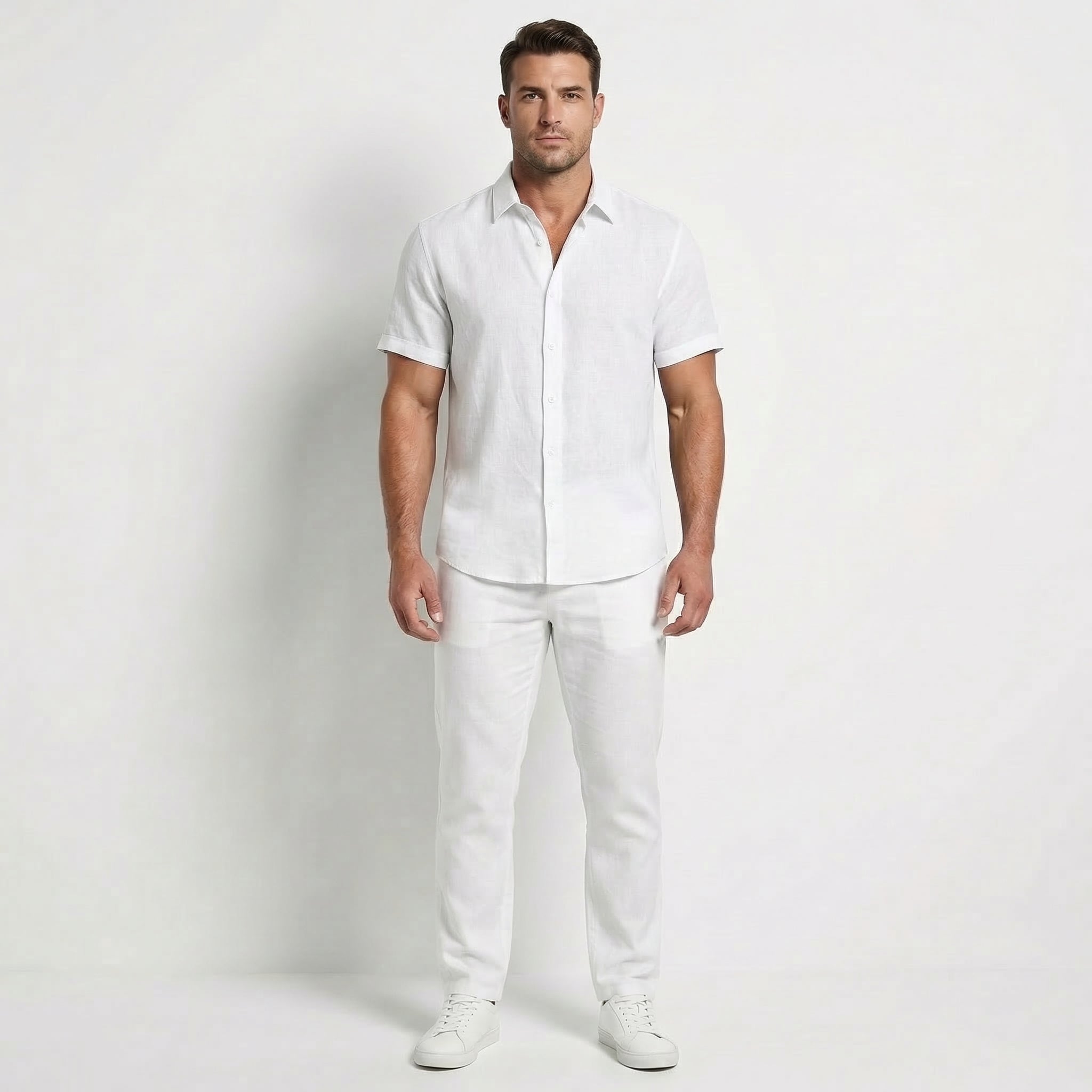 Men’s Casual Short Sleeve Linen Shirt