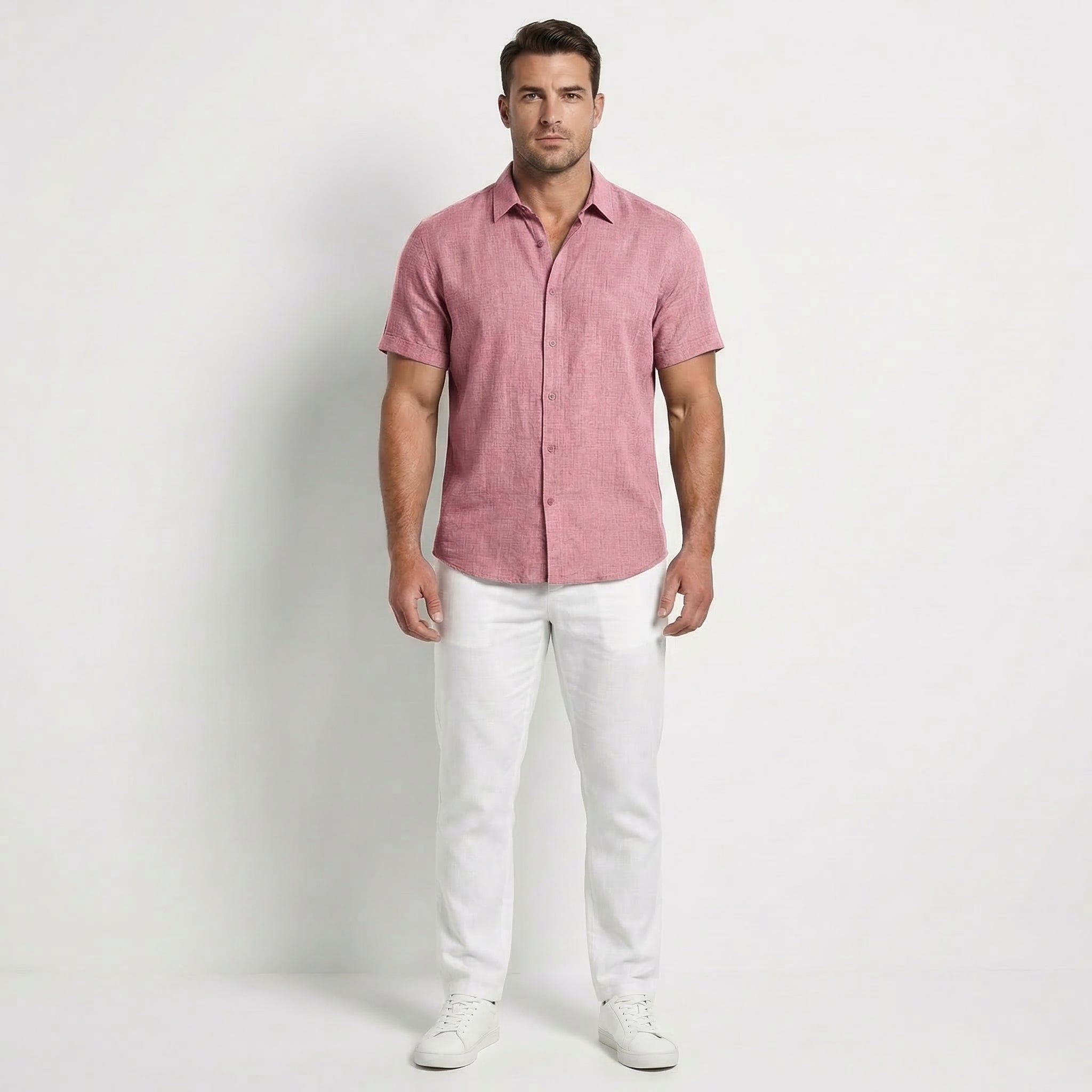 Men’s Casual Short Sleeve Linen Shirt