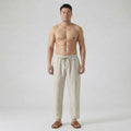Men’s Relaxed Fit Linen Trousers with Elastic Waist