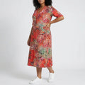 Women’s Midi V-Neck Short Sleeve Floral Print Dress