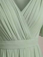 Women's Chiffon Maxi Dress with Flutter Sleeves for Elegant Occasions