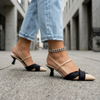 Dames slingback-hæle med kontrastrem