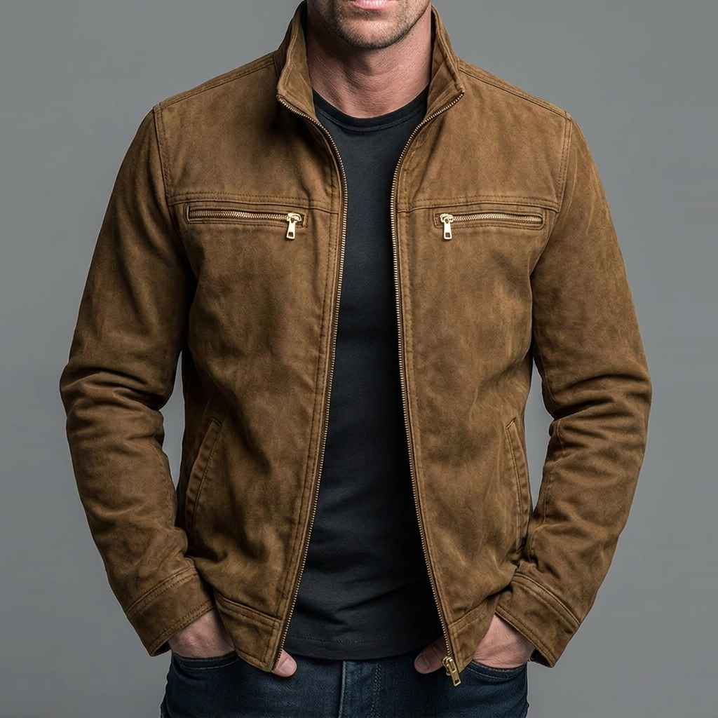 Herren Utility-Jacke mit Reißverschluss und Stehkragen