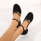 Women's Cross-Strap Ballet Shoes with Low Heel for Elegant Everyday Wear