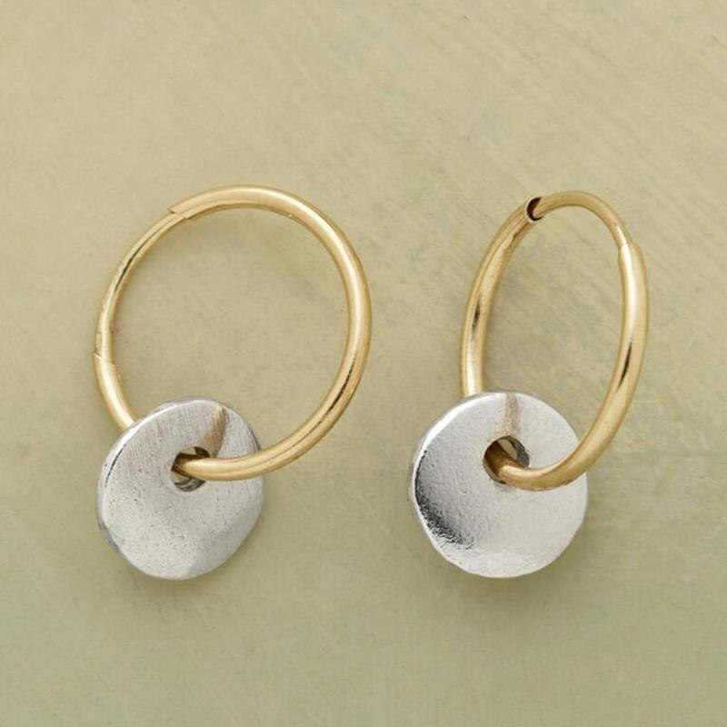 Women’s Two-Tone Disc Hoop Earrings
