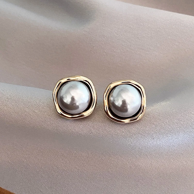 Women’s Grey Pearl Gold-Tone Stud Earrings