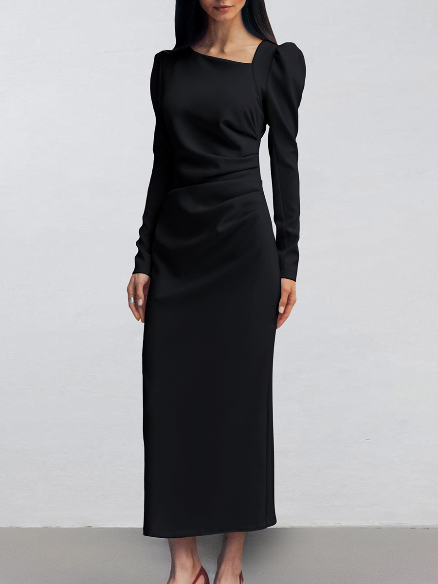 Robe maxi élégante à manches longues et coupe fluide pour femmes