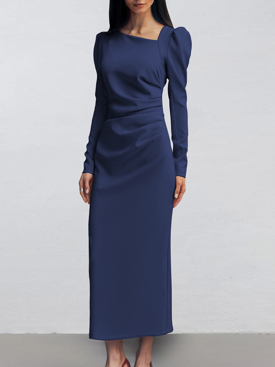 Robe maxi élégante à manches longues et coupe fluide pour femmes