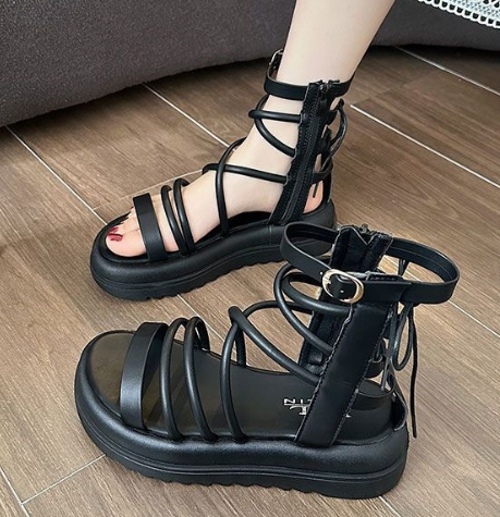 Women's Lace-Up Platform Sandals with Open Toe