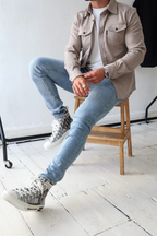 Ledig skjortjacka med knappar för män
