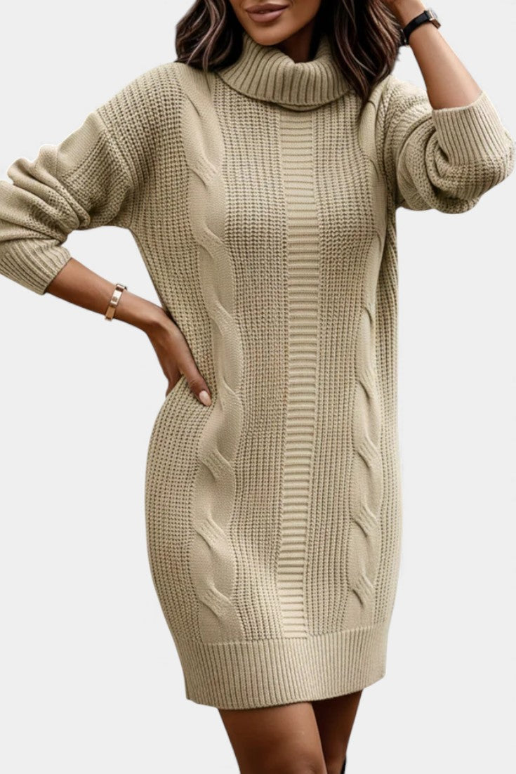 Women’s Cable Knit Turtleneck Dress