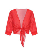Women's Sheer Tie Front Cropped Bolero Shrug Cardigan