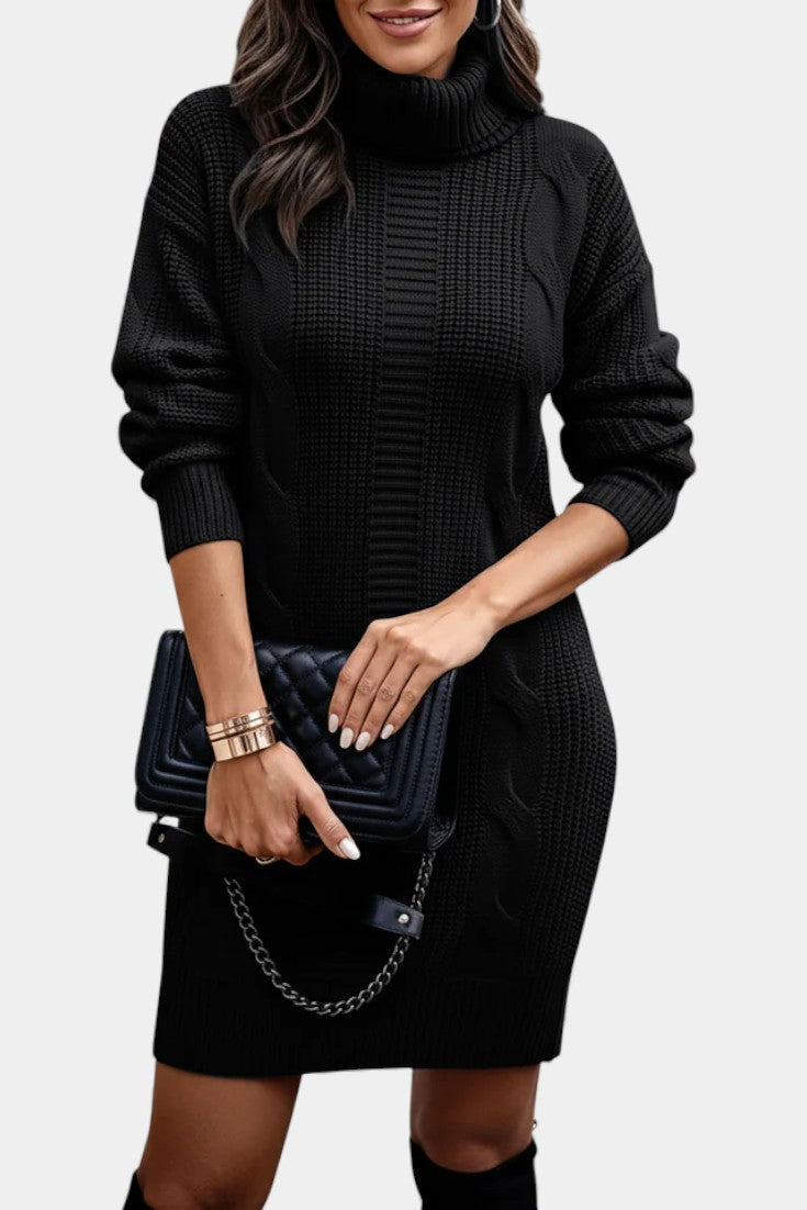 Women’s Cable Knit Turtleneck Dress