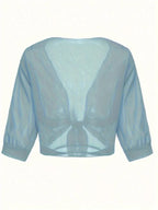 Women's Sheer Tie Front Cropped Bolero Shrug Cardigan