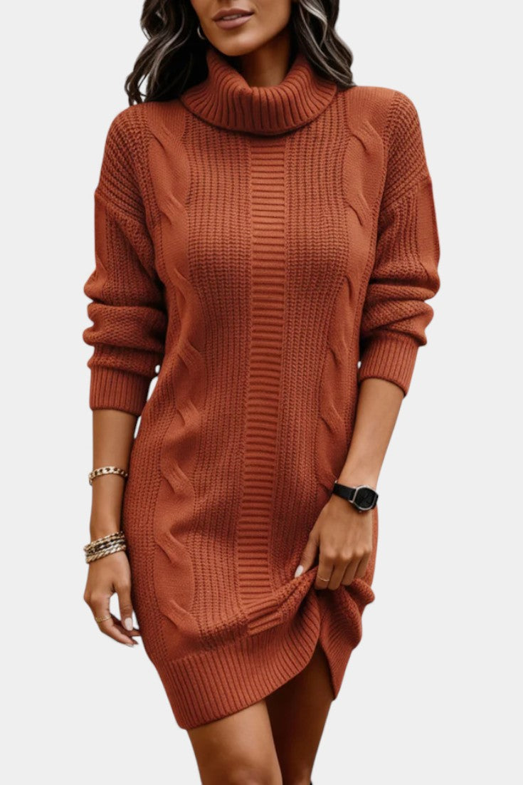 Women’s Cable Knit Turtleneck Dress