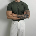 T-shirt slim pour homme avec texture côtelée Respirant Extensible Style actif
