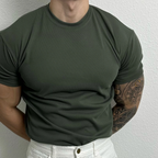 T-shirt slim pour homme avec texture côtelée Respirant Extensible Style actif