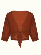 Women's Sheer Tie Front Cropped Bolero Shrug Cardigan