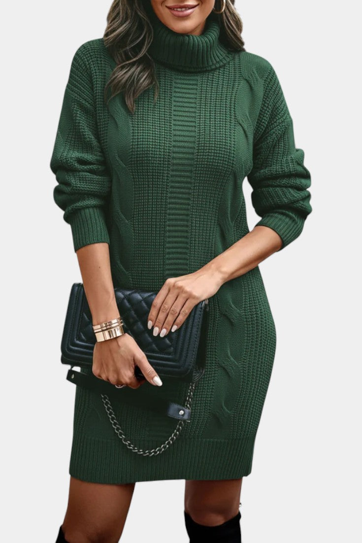 Women’s Cable Knit Turtleneck Dress