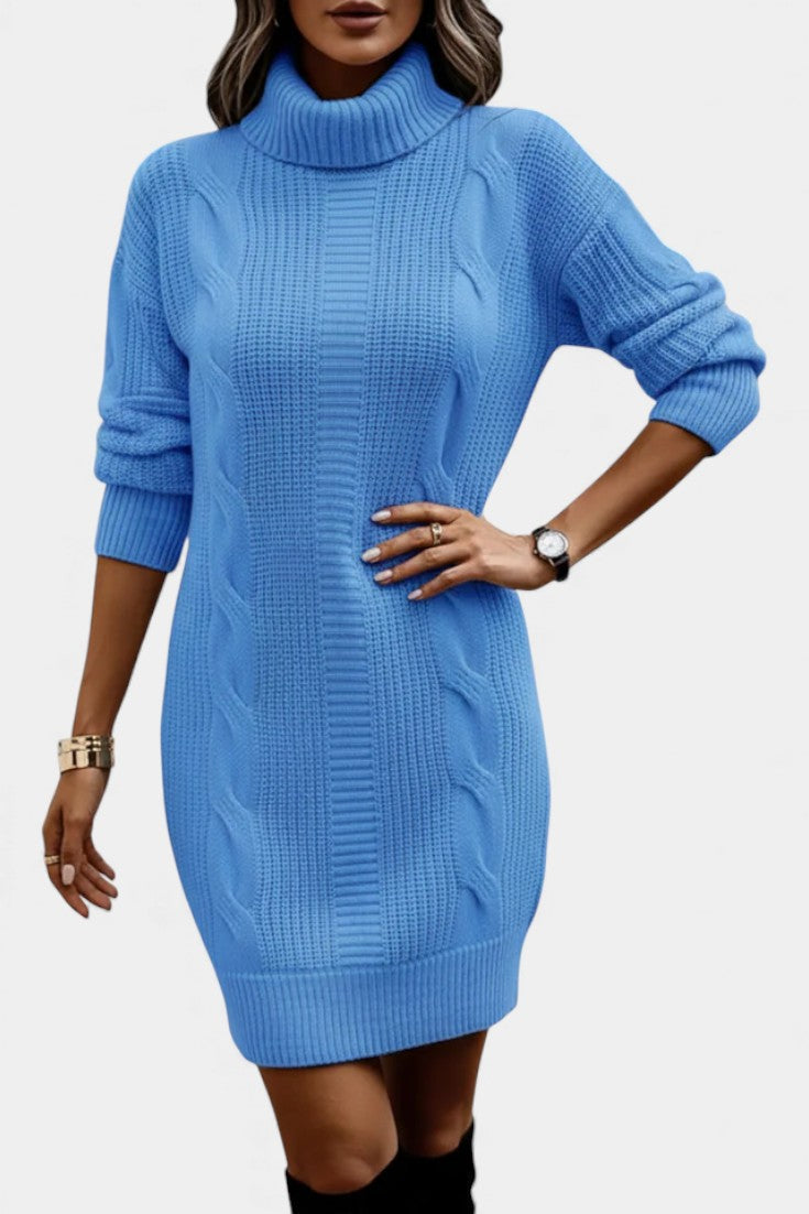 Women’s Cable Knit Turtleneck Dress