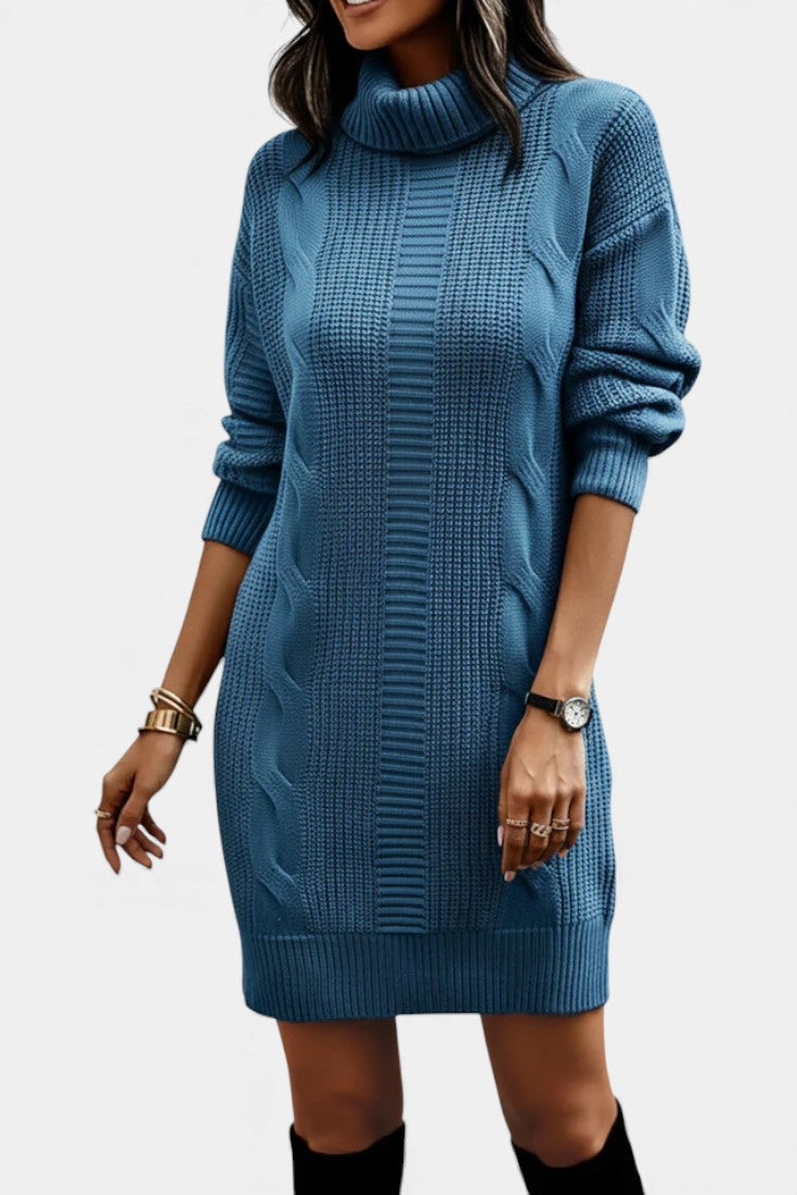 Women’s Cable Knit Turtleneck Dress