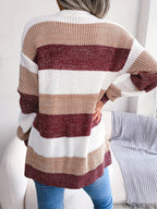 Women’s Striped Open Front Knit Cardigan