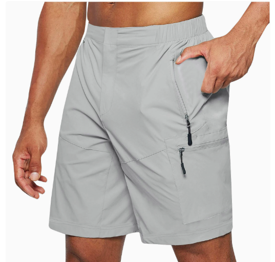 Men's Quick-Dry Utility Shorts with Zip Pockets and Comfort Fit